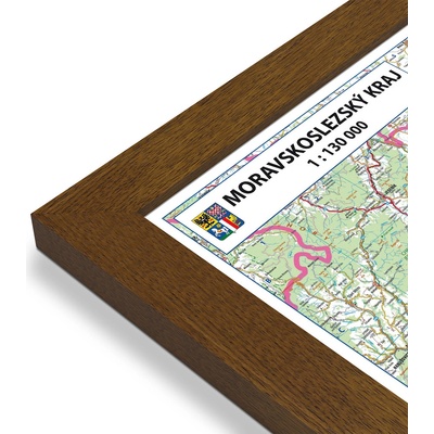 Excart Maps Moravskoslezský kraj - nástěnná mapa 135 x 90 cm Varianta: mapa v dřevěném rámu, Provedení: Pegi tmavý ořech