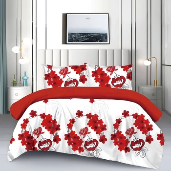 EmonaMall Двулицево спално бельо (размер за приста) EmonaMall, 4 части - Модел S17569 (S17569-44444m)