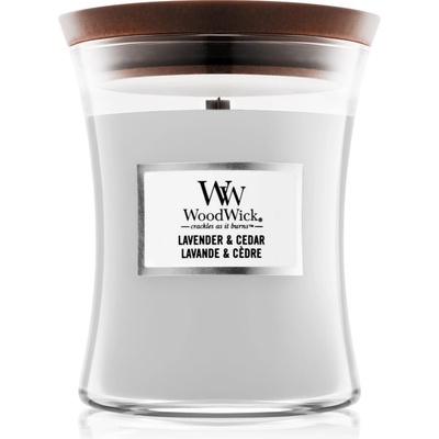 WoodWick Lavender & Cedar ароматна свещ с дървен фитил 275 гр