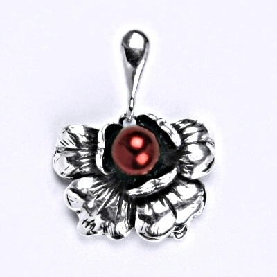 Čištín Stříbrný přívěšek s umělou perlou vínovou 6 mm P 1010