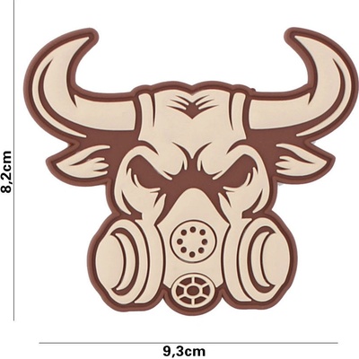 Gumová nášivka 101 Inc Gasmask Bull - béžová