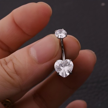 HARAHU Пиърсинг обеца li-23610 - Сребърна / Сърце kp23610 (li-23610)