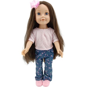 Moni Кукла Moni Toys - Pretty Girl, с розова тениска и панталон на цветя, 46 cm (111820)