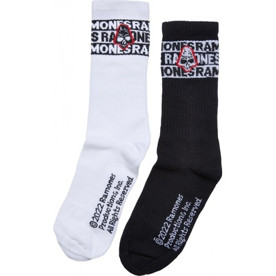 Urban Classics ponožky Ramones Skull Socks 2-Pack Black/White