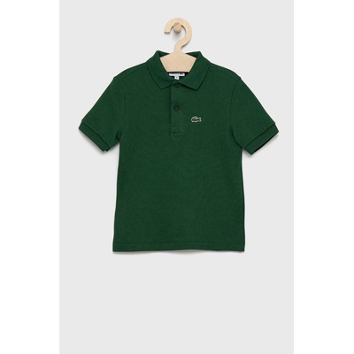 Lacoste Детска памучна тениска с яка Lacoste в зелено с изчистен дизайн (PJ2909)
