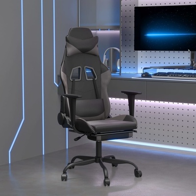 vidaXL s podnožkou černá a šedá umělá kůže 3143657