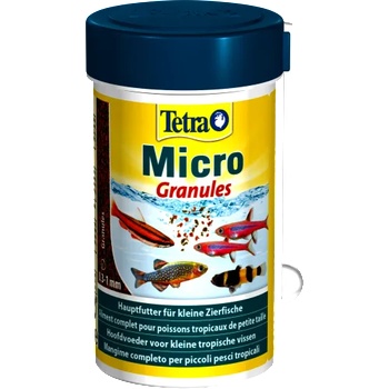 TETRA Micro Granules - пълноценна гранулирана храна за всички декоративни рибки с малка уста, които се хранят в средната и дънната част на водата - 100 мл