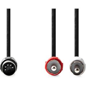 Nedis Аудиокабел Nedis CAGL20200BK10 5p DIN щепсел - 2 x RCA щепсел, дължина 1 м (CAGL20200BK10)