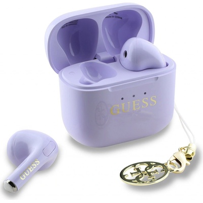 Guess Glossy Effect Printed Classic Logo & Charm headphones lavender