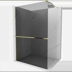 Mexen Kioto+ душ преграда с рафт Walk-in 70 x 200 cm, графит, златен - 800-070-121-50-40 (800-070-121-50-40)