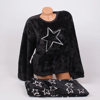 Image 1 of Черна пухкава пижама с бели звезди