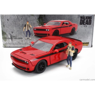 Jada Dodge Challenger With Walking Dead Glenn Figure 2015 Červená Černá 1:24