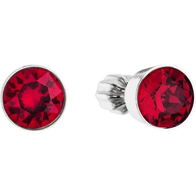 Evolution Group stříbrné pecka se Swarovski krystaly červené kulaté 31113.3 ruby