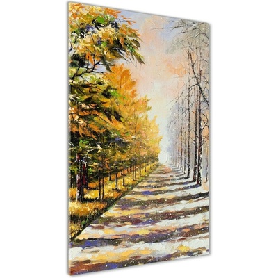 Vertikálny foto obraz sklo tvrdené Zima a jeseň 50x100 cm