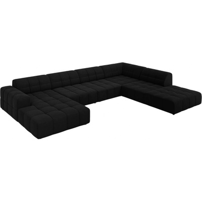 Cosmopolitan Design Černá sametová rohová do "U" Chicago 364 cm pravá