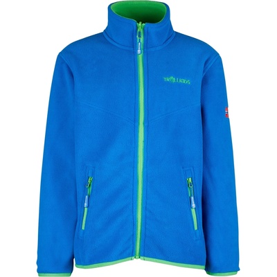 TROLLKIDS Детско поларено яке Trollkids Kids Oppdal Jacket XT Fleece jacket - Medium Blue / Bright Green - размер 128 (EU) (703-2397-0416)
