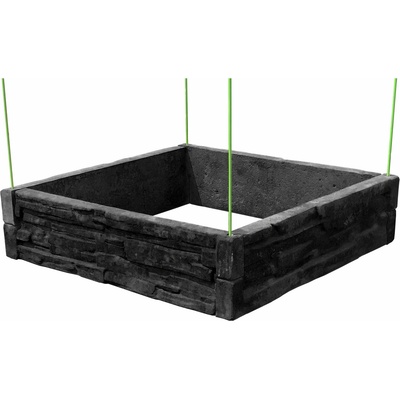 Barigadi Vyvýšený záhon betónový 100 x 100 cm výška 25 cm vzor štiepaný kameň antracit