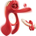 SuperLove 3in1 Vibrating Couples Cock Ring with G-Spot Stimulator Red