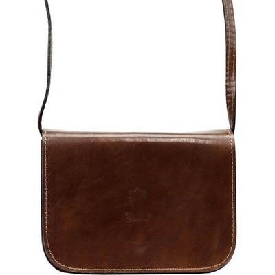 Pevná malá kožená crossbody kabelka Florence 43 tmavěhnědá