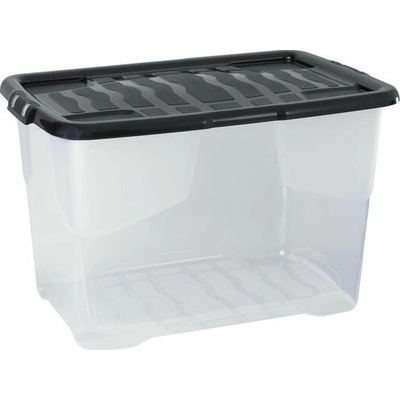CEP Plastová krabice transparentní s černým víkem, 65 l