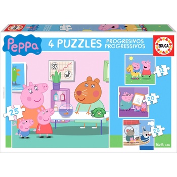 Image 1 of Educa - Puzzle 4in1 Progressive Peppa piglet - 1 - 39 piese
