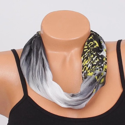 Фишу-колие в жълто, бяло и черно