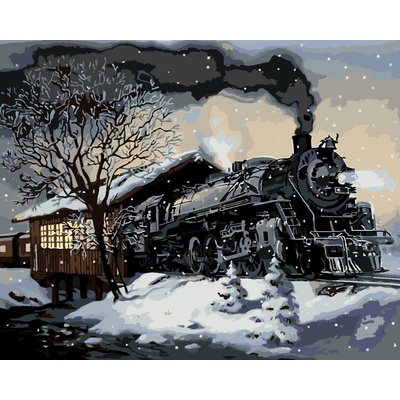 ZUTY Maľovanie podľa čísel VLAK V ZIME D RUSTY RUST Rámovanie bez rámu a bez vypnutia plátna Rozmer 80 x 100 cm