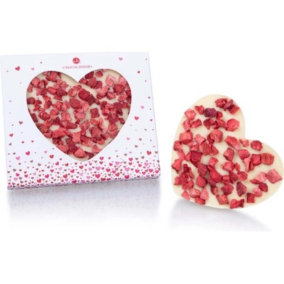 Chocolissimo Srdce z bielej čokolády s jahodami 70 g