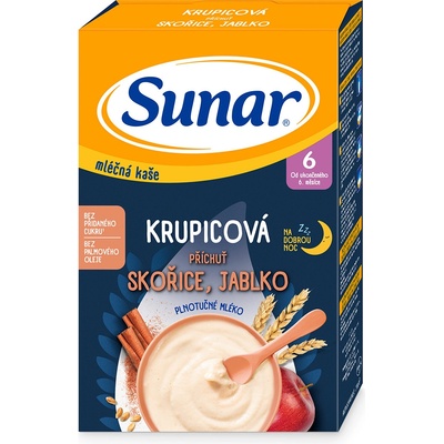Sunar mléčná kaše Krupicová skořice jablko 210 g – Zboží Dáma