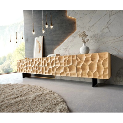 Delife Solu 260 cm 2 dvířka 6 zásuvek závěsná kovová podnož 3D přední panel