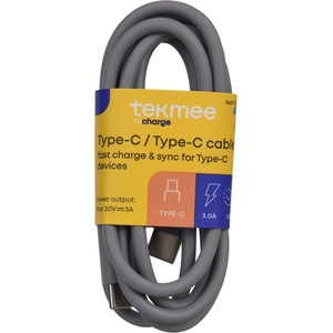 TEKMEE КАБЕЛ type-c type-c 3.0a 1м СИВ tekmee (5120)