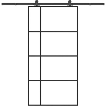 vidaXL Плъзгаща се врата с обков 102, 5x205 см ESG стъкло и алуминий (3332927)