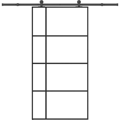 vidaXL Плъзгаща се врата с обков 102, 5x205 см ESG стъкло и алуминий (3332927)