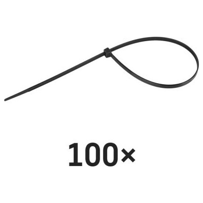Emos A2855 Sťahovacie pásky čierne 350×4.8mm 100ks A2855 - Pásky sťahovacie - O90mm, 22kg, nylon PA66