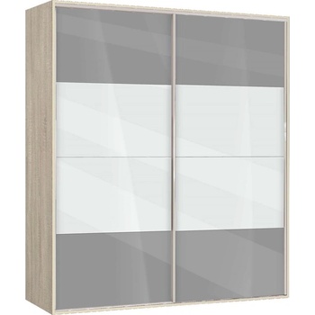 Bogdan Furniture G Двукрилен гардероб с плъзгащи врати Мебели Богдан Модел bm-ava 5, сив гланц със сонома