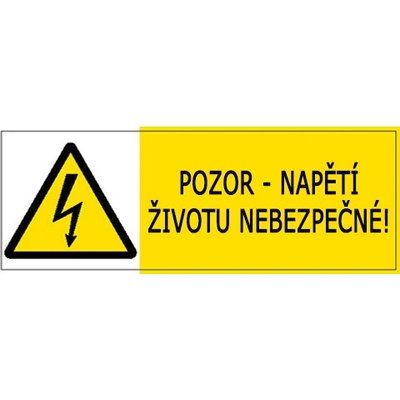 Značka Pozor – Napětí životu nebezpečné!, samolepicí fólie, 105 × 37 mm BZ FI327