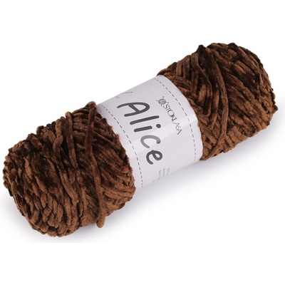 Pletací žinylková příze Alice 100 g Varianta: 25 hnědá, Balení: 1 ks 57855/147357/273335