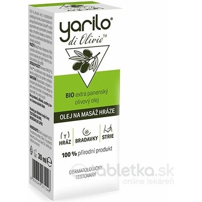 YARILO di Olivio OLEJ NA MASÁŽ HRÁDZE olivový panenský BIO 30 ml