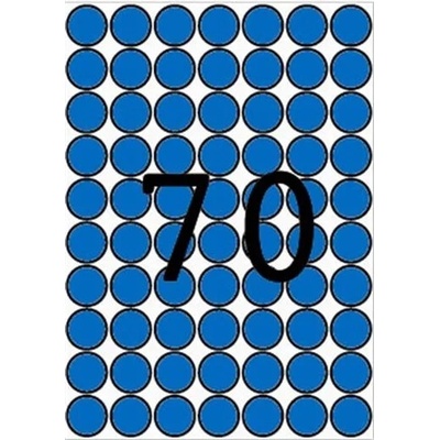 APLI Etikety, okrúhle, priemer: 19 mm, farebné, na liste formátu A5, APLI, modré, 560 etikiet/bal