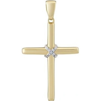 SILVEGO Zlatý prívesok krížik MIKOLAS so zirkónmi QRPG308