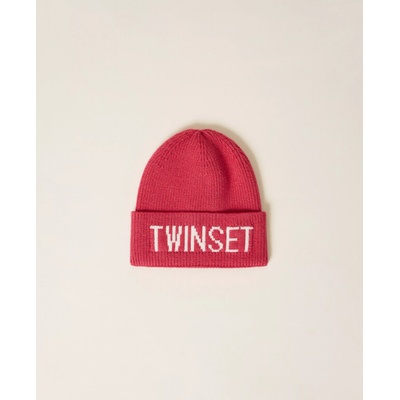 Čepice pletená s logem růžová Twinset Girl