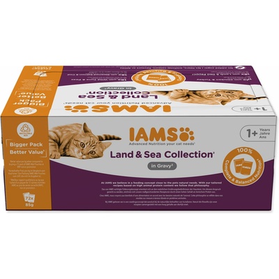 Eukanuba komerční, Iams Iams Cat Adult Delights kapsa Land&Sea in gravy 72 x 85 g