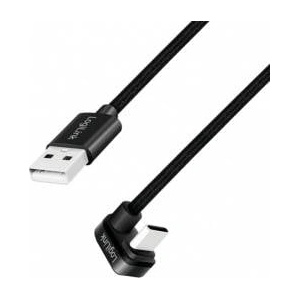 LogiLink CU0192 USB 2.0 Type-C to USB-A angled cable aluminum black 1m
