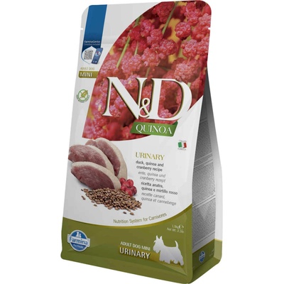 N&D dog Quinoa GF adult mini urinary duck & cranberry 1,5 kg