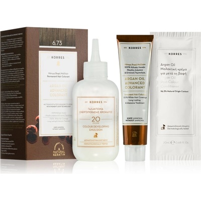 KORRES Argan Oil перманентната боя за коса с арганово масло цвят 6.73 Golden Cocoa 50ml