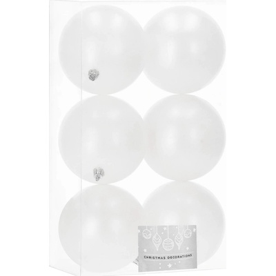 Springos Vánoční Koule na vánoční stromek bílá plastová 10 cm 6 ks
