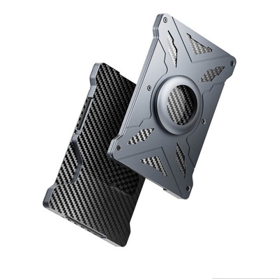 4smarts UltiMag Magnetic Wallet with AirTag Holder - алуминиев портфейл (джоб) с вградено отделение за Apple AirTag за прикрепяне към iPhone с MagSafe (тъмносив)