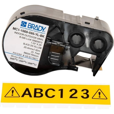 Brady M4C-500-584-YL / 170810, 12.70 mm x 6.10 m, Пластмаса, черен печат / жълт фон (170810)