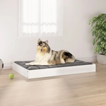 vidaXL Кучешко легло, бяло, 91, 5x64x9 см, борова дървесина масив (820862)