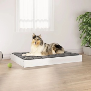 vidaXL Кучешко легло, бяло, 91, 5x64x9 см, борова дървесина масив (820862)